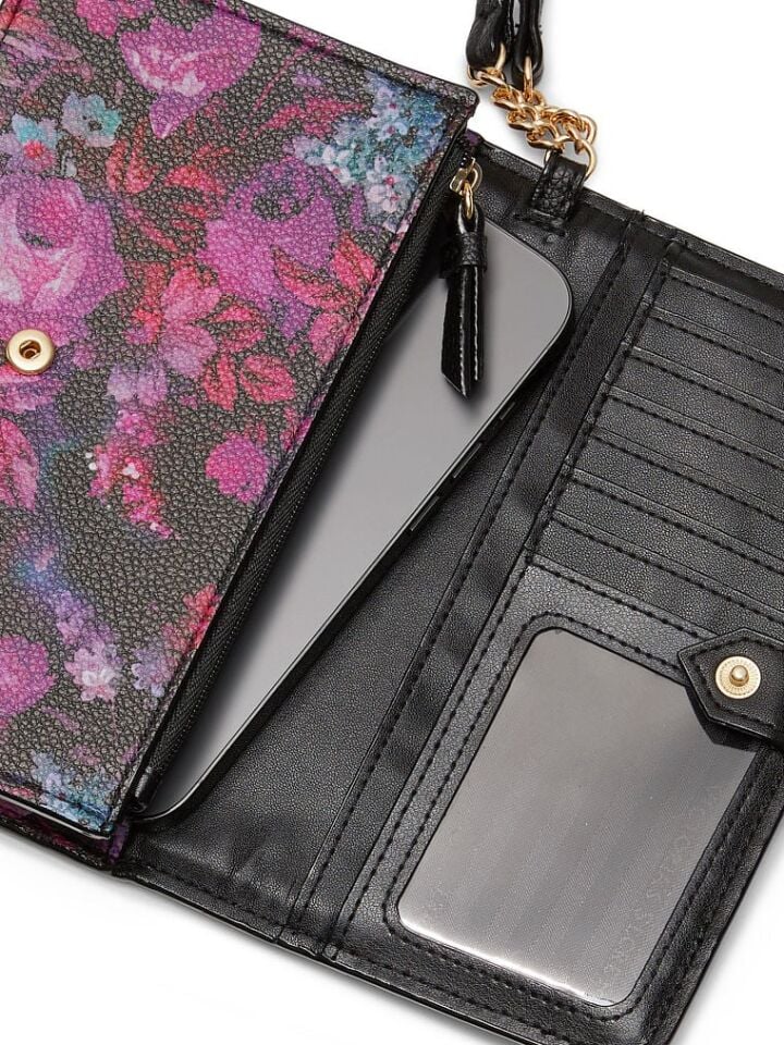 Phone Wristlet - Black Floral