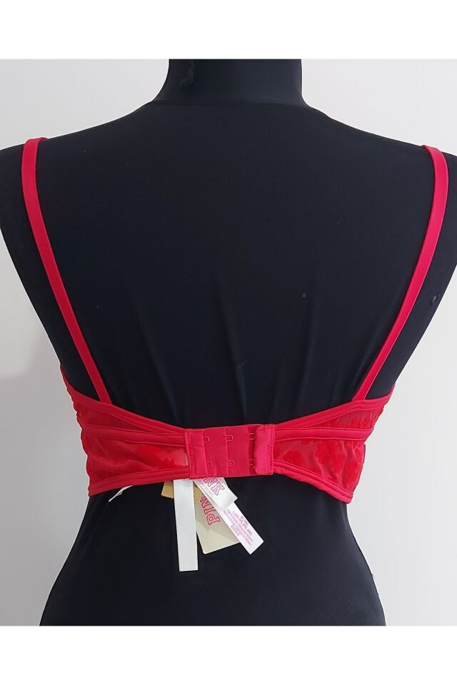 PINK Floklu File Bralet - Kırmızı - M Beden