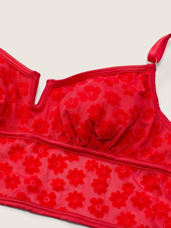 PINK Floklu File Bralet - Kırmızı - M Beden