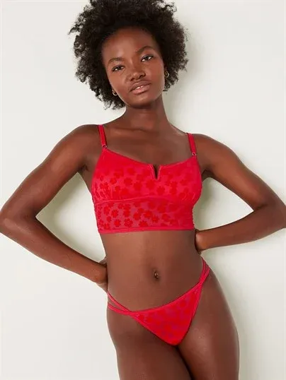 PINK Floklu File Bralet - Kırmızı - M Beden