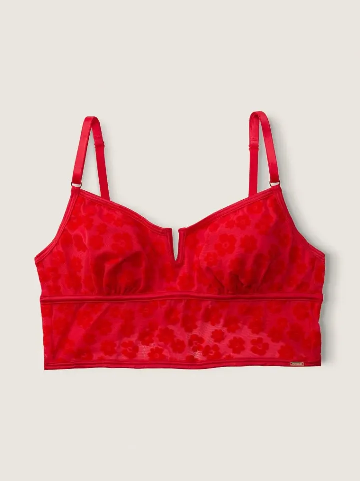 PINK Floklu File Bralet - Kırmızı - M Beden